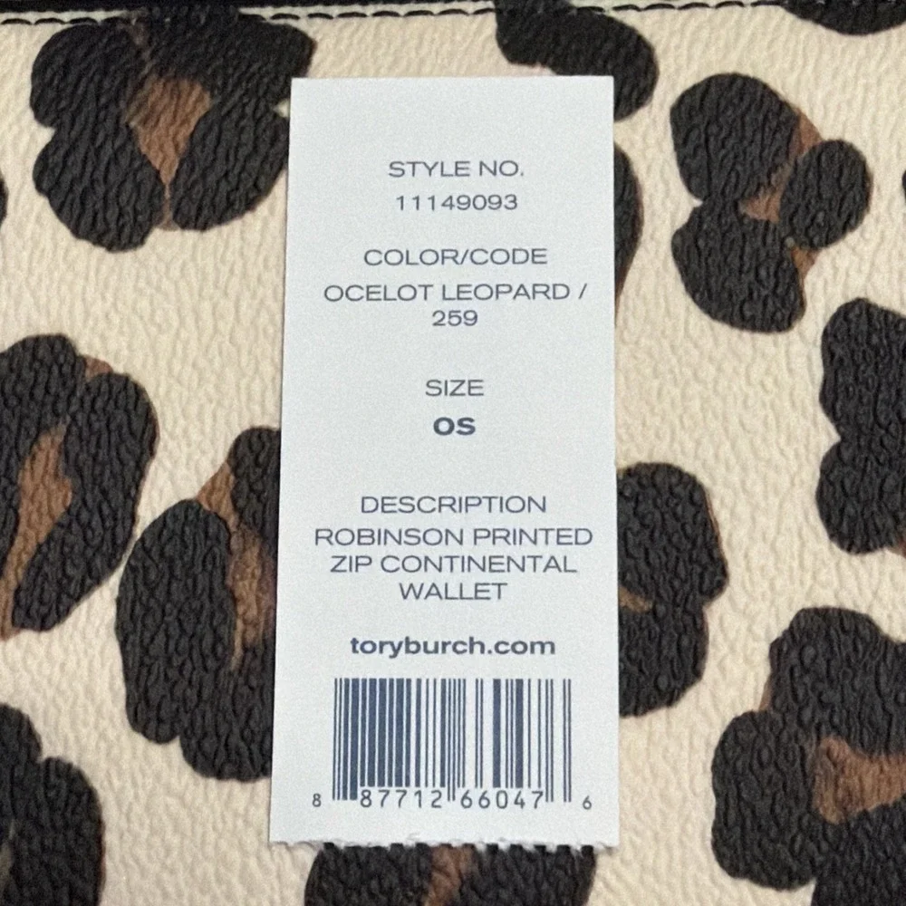 NWT Tory Burch Robinson Printed Zip Continental Wallet In Ocelot Leopard Print - Picture 7 of 12